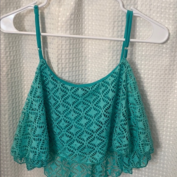 Flowy Teal Crop Top - Picture 4 of 4